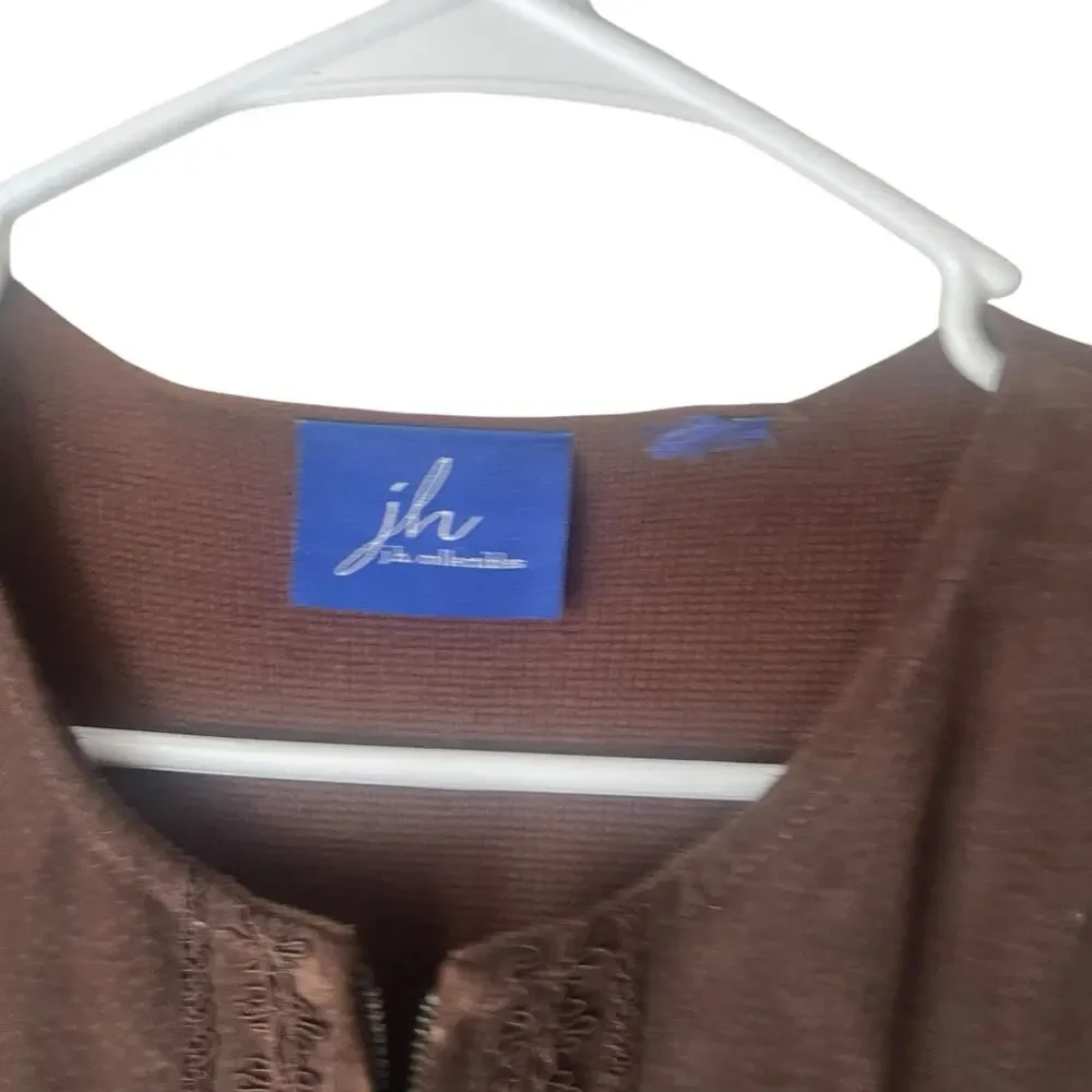 J.h. Collection Y2k Women's Large Brown Leather Western Boho‎ Vest